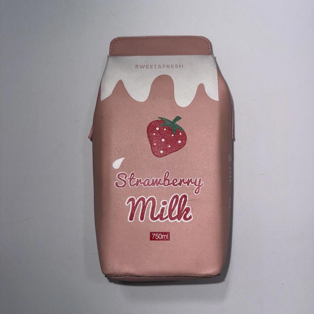 STRAWBERRY MILK Carton Purse Bag Tote Crossbody Shoulder Pink Strap White Pastel